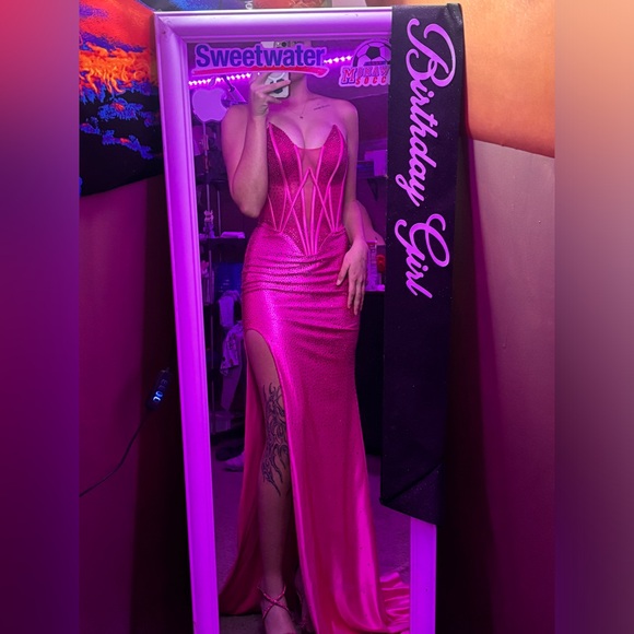 Hot pink prom dress and matching shoes! - Picture 2 of 5